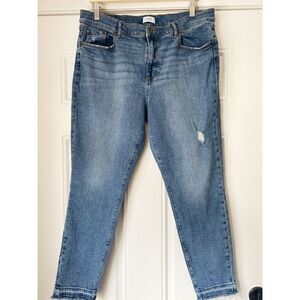 Loft Outlet Jeans Distressed Cropped Frayed Ankles Size 16